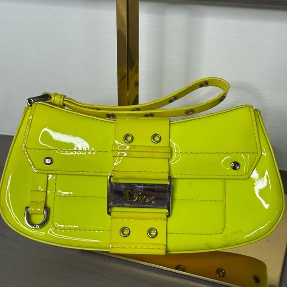 DIOR by Galliano EARLY 2000’s Y2K Super Rare Neon Yellow Women's Clutch Bag - Picture 3 of 4